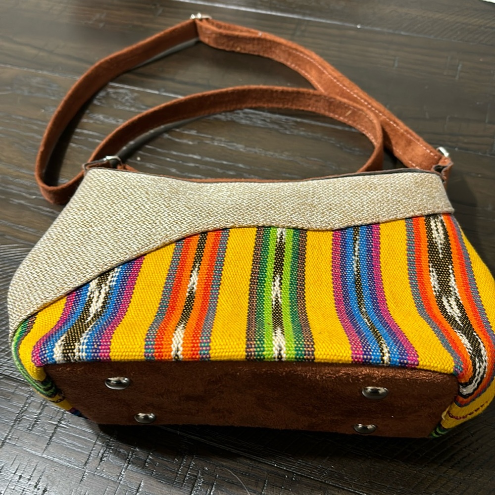 Guatemalan cross body bag multi color fabric